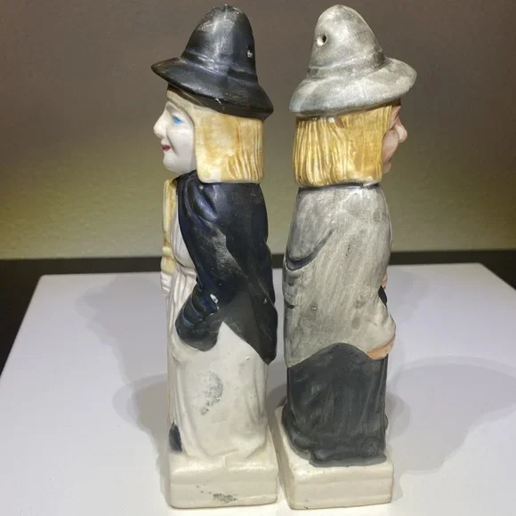 Rare Vintage Set of Bisque Witch Salt and Pepper Shakers - Picture 7 of 11